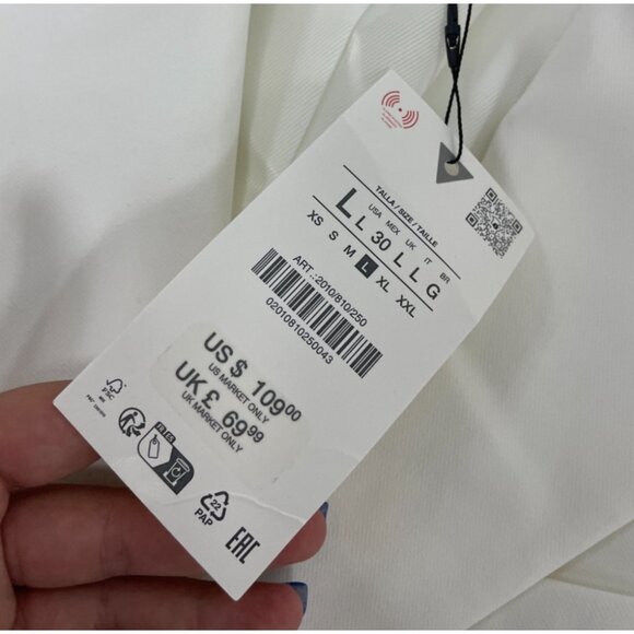 Zara Womens Blazer Suit Jacket L Large White Fitted Waist 2010/810 NWT - Picture 7 of 16